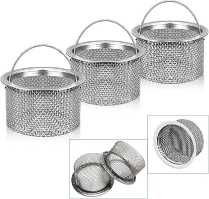 Kitchen Sink Drain Strainer, Fine Mesh,Sink with Handle Food Collection Filter,Stainless Steel Accessories,3 Inch Mesh Sink Strainer, Dishwasher Washable（3-Pack）