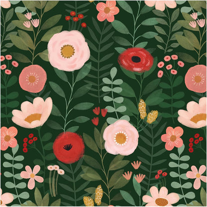 HAOKHOME Floral Peel and Stick Wallpaper Boho Vintage Wall Paper Removable for Bathroom Nursery Beige/Pink/Red Contact Paper 17.3in x 9.8ft