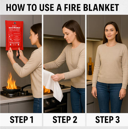Batzo's BraveShield Emergency Fire Blanket 40"x40" 2-Pack – Premium, Lab-Tested, Fireproof, Heat-Resistant, CE Certified for Home, Kitchen, Car and Outdoor Safety