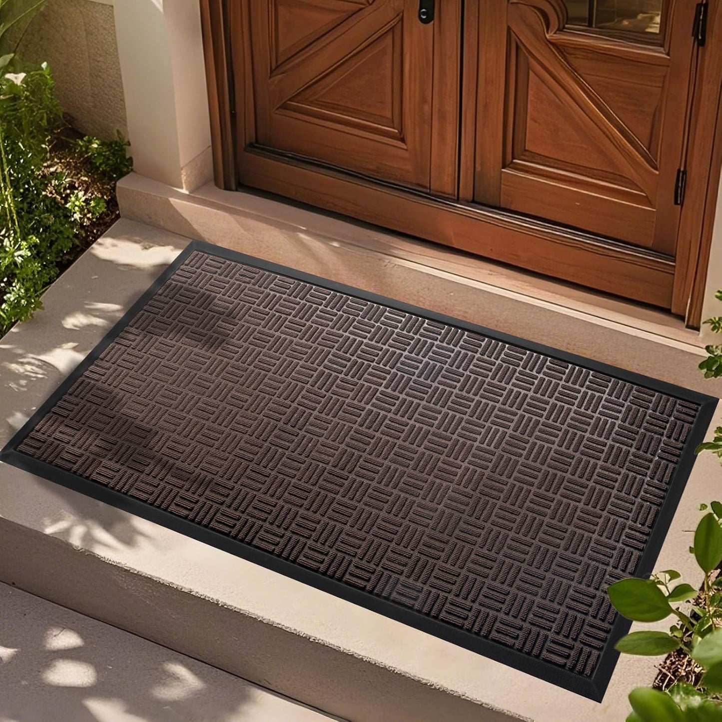 Mibao Front Door Mat, Heavy Duty Durable Welcome Mat for Outdoor Indoor, Dirt Trapper Waterproof Super Absorbent Door Mat for Entryway Outside Patio Porch, 29.5" x 17", Grey