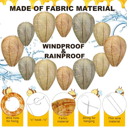 Qualirey 12 Pcs Paper Wasp Nest Hanging Decoy for Tree, Front Back Porch, Back Deck, Outdoor Home Garden, Fake Hornet Nest Waterproof Wasp Trays Repellent