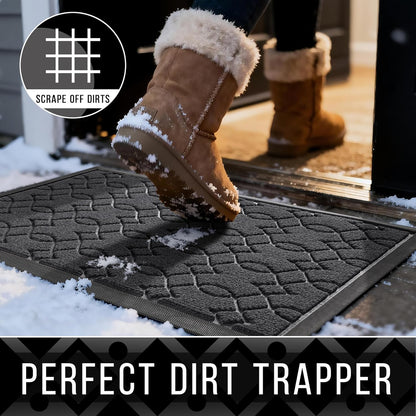 Yimobra Outdoor Mats for Front Door 29.5x17, All-Season Waterproof Doormat Outdoor Entrance, Heavy Duty Non-Slip Outside Door Mat for Garage Patio Proch Entryway Indoor, Black