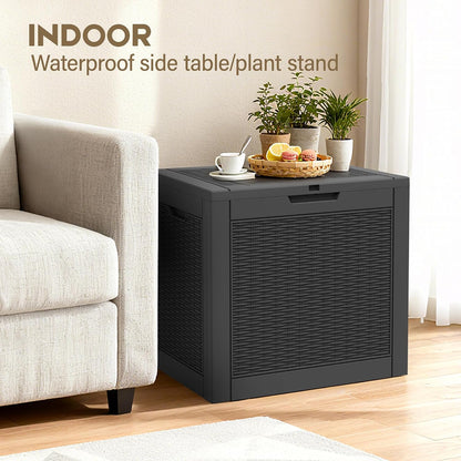 Outdoor Storage Box, 45 Gallon Deck Box with Lockable Lid, Waterproof Resin Storage Bin for Cushions, Garden Tools, Patio Furniture, Grey