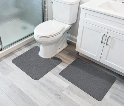Bath Mat,Ultra Thin Bathroom Rugs,Rubber Bath Mats for Bathroom,No Slip Bath Rugs,Quick Dry,Machine Washable,Low Pile,Absorbent,Shower Outside,Sink,Home Decor Accessories.Grey,1'5"x2'3"(17x27Inch)