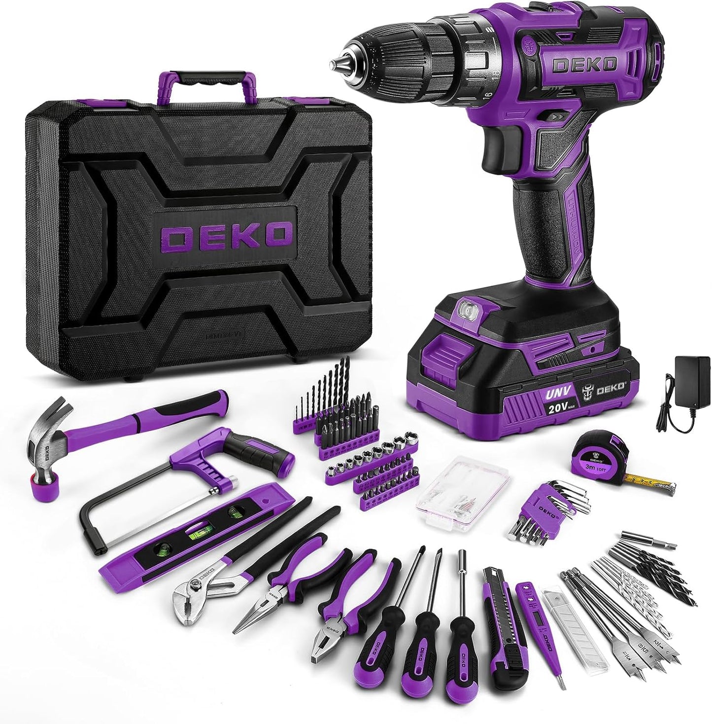 Cordless Drill Tool Kit Set: 20V Power Drill Tool Box with Battery Electric Drill Driver for Men Home Hand Repair Basic Toolbox Tools Sets Drills Case