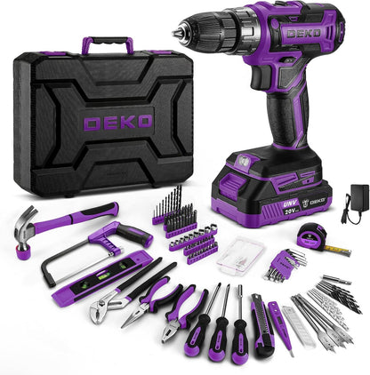 Cordless Drill Tool Kit Set: 20V Power Drill Tool Box with Battery Electric Drill Driver for Men Home Hand Repair Basic Toolbox Tools Sets Drills Case