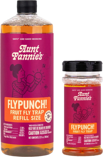 Aunt Fannie's FlyPunch Fruit Fly Trap for Indoor and Kitchen Use, Ready to Use, Made with Plant Based Ingredients, Safe Near Food, Each Bottle Lasts Up to 30 Days, Pack of 1