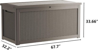 Outdoor Storage Box 325GAL Waterproof Resin Deck Box,Pool Accessories Supplies，UV-Resistant Lockable Package Delivery Bin for Garden Tools,Large Patio Outside Cushions,Chest,Furniture,Black