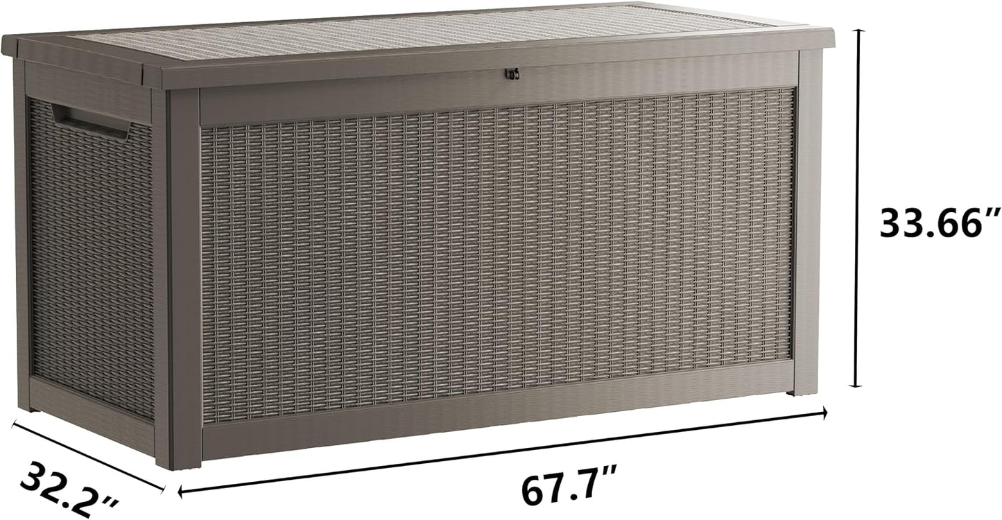 320 Gallon Outdoor Storage Box, Extra Large Waterproof Resin Deck Box with Lockable Lid Storage Bin for Patio Furniture Cushion, Garden Tools, Pool Accessories, UV-Resistant Outside, Black