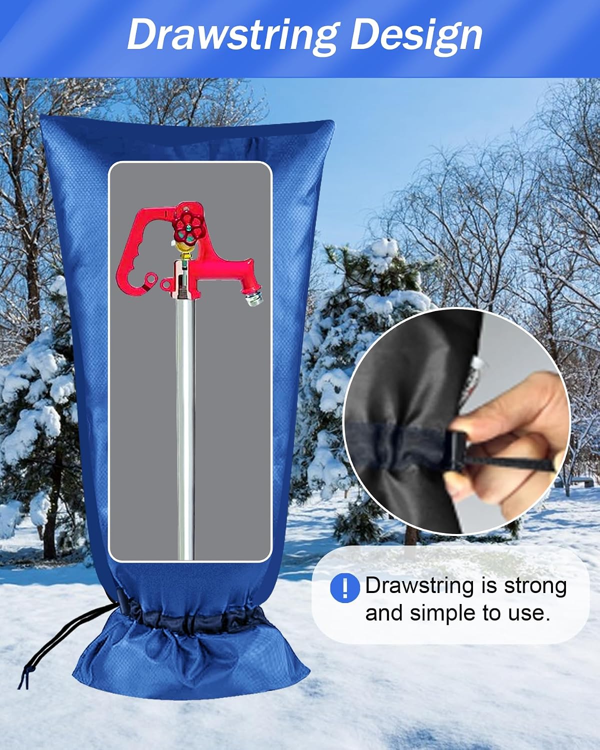 Extended Outdoor Faucet Cover for Winter Freeze Protection, POROLIR Large 25" H x 13" W Thicker Insulation Long Winter Sock for Outdoor Sprinkler Yard Hydrant Hose Bib Insulated Spigot Black