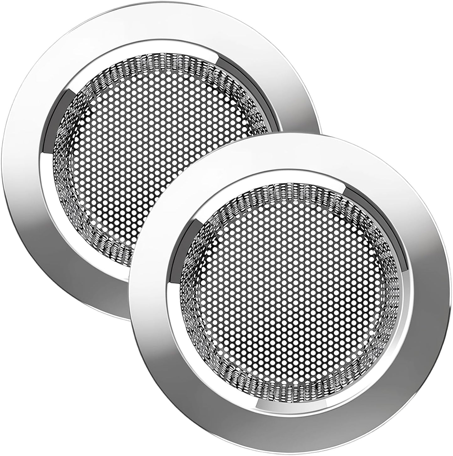 TENOC 2 Pack Kitchen Sink Strainer Stainless Steel, Heavy Duty Drain Strainer with Curved Rolled Edge, Anti Clog Slop Basket Filter Trap for Drain Hole, Silver
