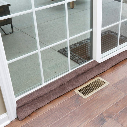 HOME DISTRICT Sliding Door Draft Stopper - Glass Door Draft Blocker, Patio Under Door Draft Stopper, Door Air Blocker Draft Dodger - Approx. 71" Long - Brown Tweed