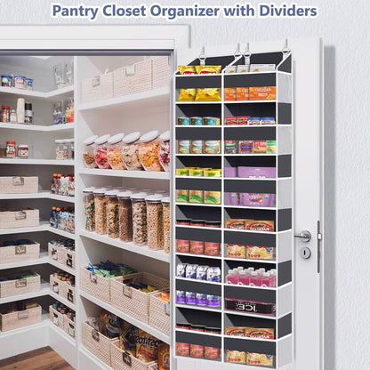 Heavy Duty Over The Door Organizer 5 Tiers, Extra Large Behind Door Storage of 10 Big Front & 10 Mesh Pockets, 80lb Weight Capacity, Hanging Doors Storage Organizer for Closet Bedroom Nursery, Grey