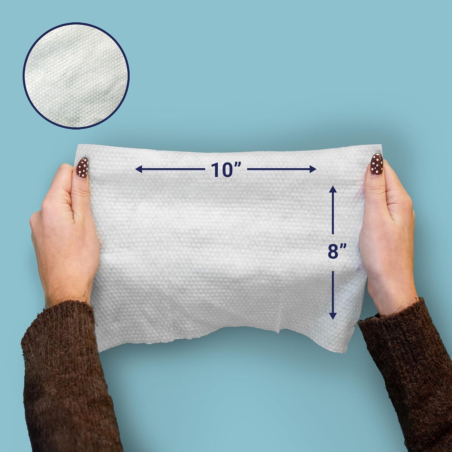 happimess WPE1003A Reusable Heavy Duty Kitchen Wipes, Strong & Durable Multi-Surface Cleaning Cloths for Counters, Stovetops & Grease, Streak-Free & Unscented, 50 Count, 8" x 10"