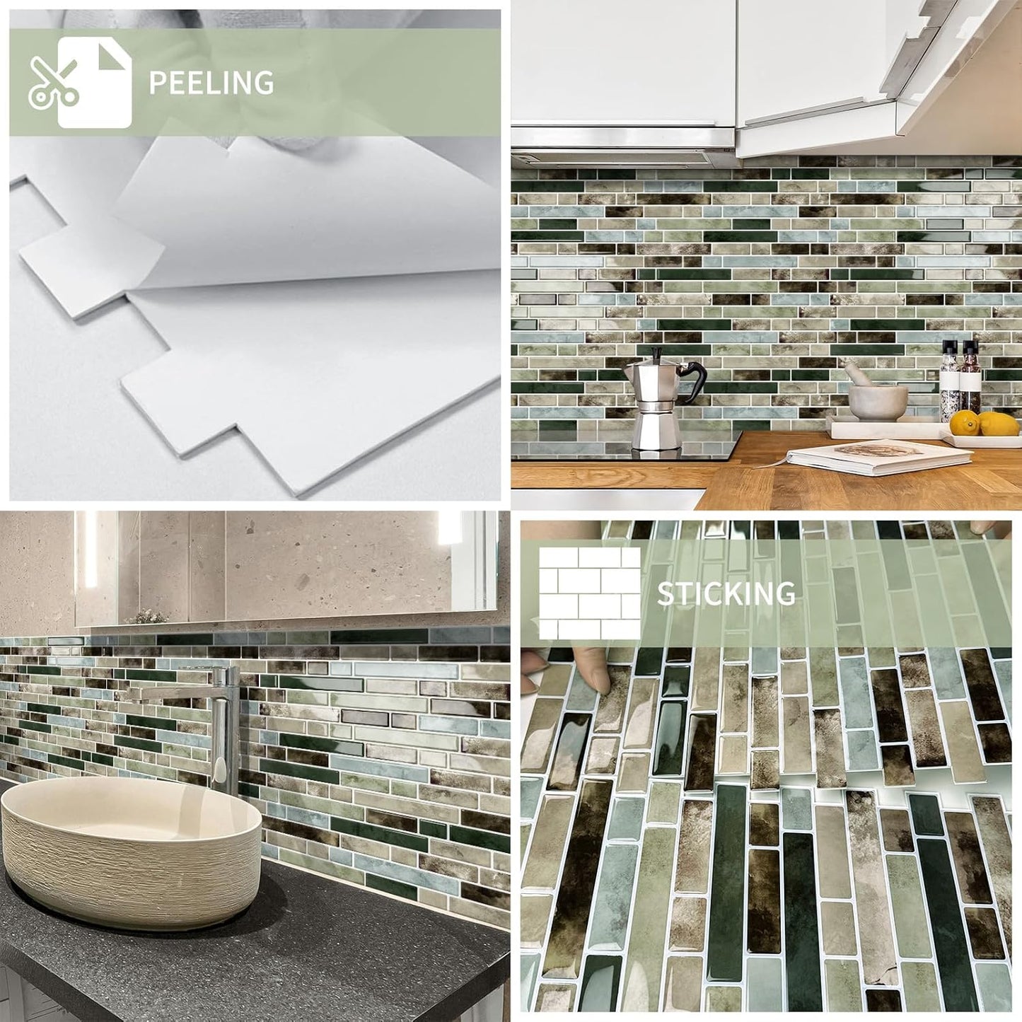 10 Sheets Thick Peel and Stick Kitchen Backsplash Tiles | 3D Waterproof Self Adhesive Wall Tile Stick on Backsplash for Kitchen,Bathroom and Fireplace(Pink,12"×12")