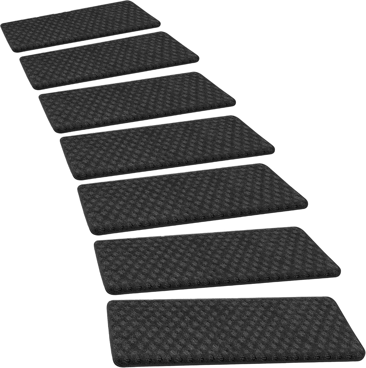 PURE ERA Carpet Stair Treads Tape Free Non Slip Indoor Stair Carpet Stair Protectors Pet-Friendly Non-Slip Skid Resistant Washable Reusable 8" x 30"(2 Pieces,Black)