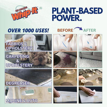 Whip It Cleaner Concentrate, Multi Purpose Stain Remover, Plant Based Enzyme Cleaner, Cleaning Food, Grease, Coffee, Wine, Baby Stains, Over 500 uses, Made in the USA, 1 Gallon,128-ounce