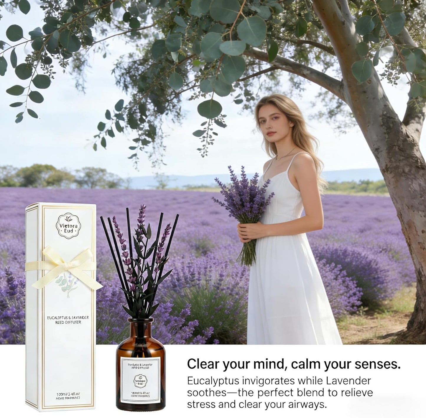 Luxury Hotel Scent Reed Diffuser 100ml (3.38oz) | No.1898 Hotel Collection Diffuser Oil Inspired by Ritz Carlton | Home, Bathroom & Office Decor | Long-Lasting Room Freshener Gift Set