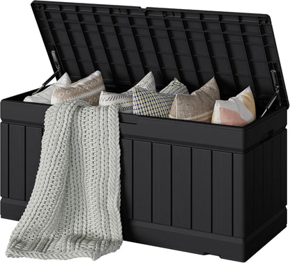 Devoko 30 Gallon Resin Deck Box Waterproof Outdoor Storage Box for Patio Furniture Pool Accessories Indoor Storage for Cushion Garden Tools (30 Gallon, Black)