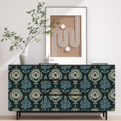BOKEBEVE Leaves Contact Paper Floral Wallpaper Stick and Peel Boho Damask Wall Paper for Liner Drawer Cabinet Backsplash Renter Friendly Waterproof 17.5 x 118In