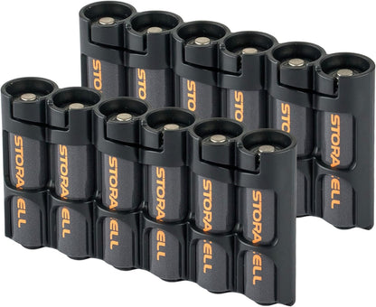 Storacell Slimline AA-6 Battery Storage Caddy and Dispenser (Pack of 2), Military Green, Holds 6 AA Batteries (Not Included), Durable & Compact Design, The Original Battery Caddy, Made in The USA