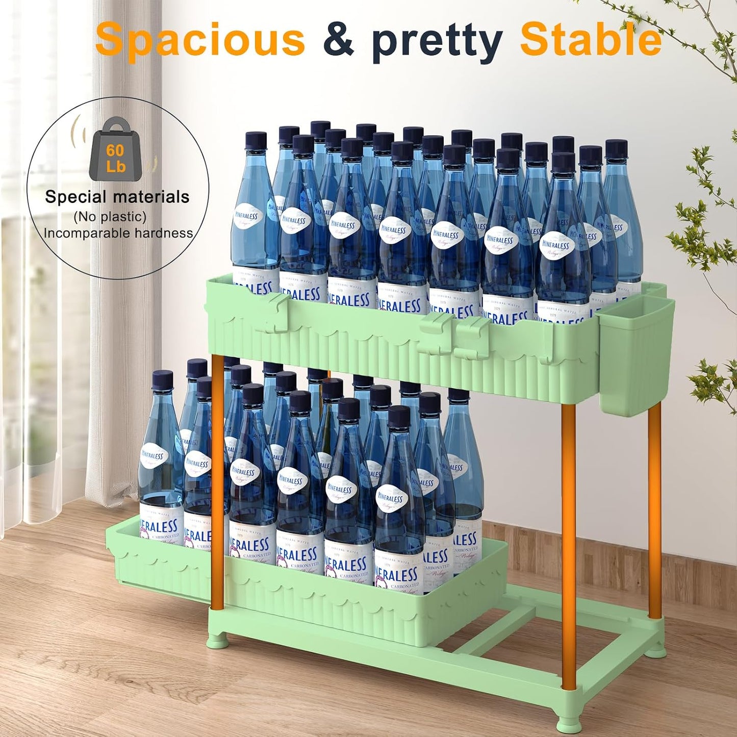 Sevenblue 3-Pack 2-Tier Under Sink Organizers with Sliding Drawers | Multi-use kitchen & bathroom storage, 12.8 inch black cabinet organizer, space-saving sliding drawer design.