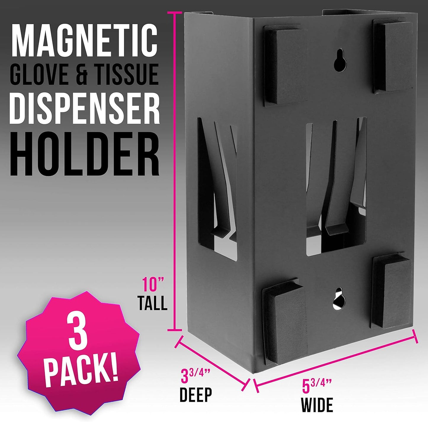 TCP Global Glove Holder for Wall Mount (Pack of 3), Glove Dispenser, Tissue Box Holder for Wall Mount, Magnetic Latex Gloves Dispenser