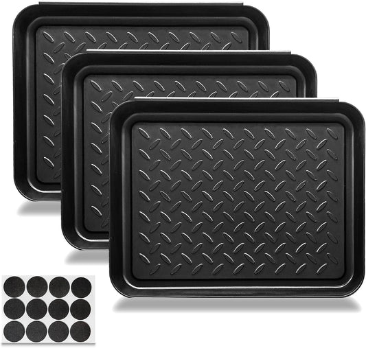Small Boot Tray for Entryway Indoor, 2 Pack Wet Shoe Matt Tray for Floor Protection,Plastic Boot Mat w/Lip, Wet Shoe Mats for Mudroom (16.54in*12.6in*1.2in)