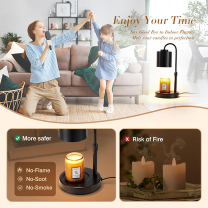 CASTLELIFE Candle Warmer Lamp with Timer & Dimmer, Height Adjustable Electric Wax Melt Warmer for Jar Candles, Gifts for Mom Home Decor, Black