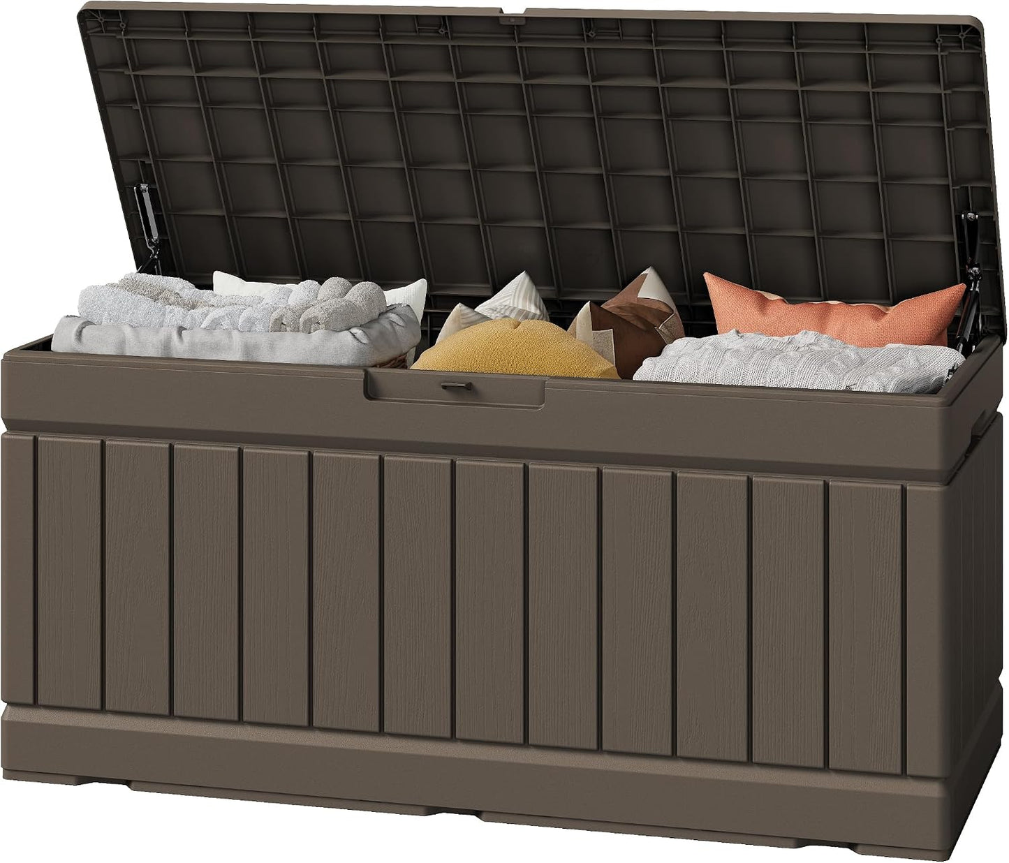 Greesum Outdoor Storage Box 82 Gallon Storage Bin with Lid for Patio Furniture, Garden Tools, Pool Supplies, Waterproof and UV Resistant, Lockable, Black