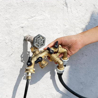 ‌VANCOCO 2 Way Garden Hose Splitter, 3/4" Heavy Duty Solid Brass Hose Y Splitter With 2 Shut-off for Outdoor Faucet & Garden Hose