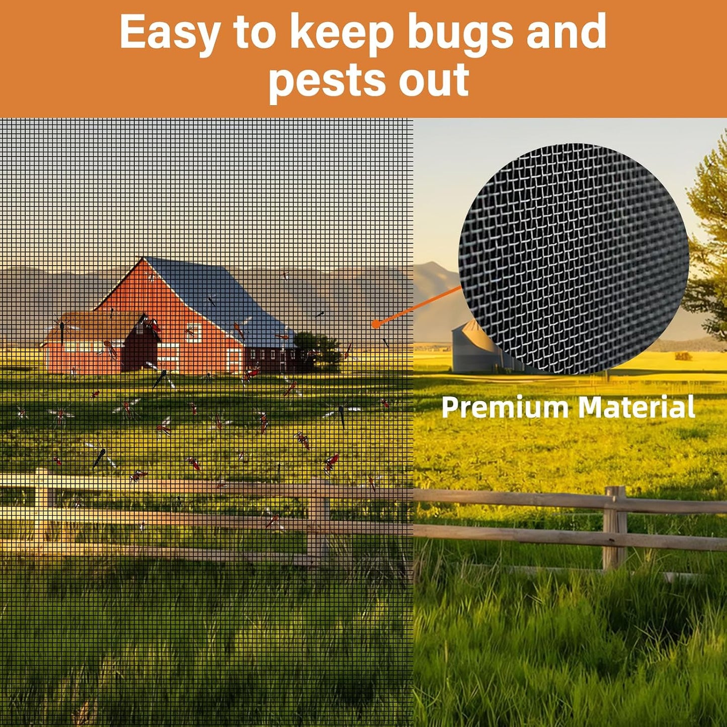 Window Screen Replacement Kit Width:48in Length:158 Fiberglass|Includes Full Set of Tools | Suitable for Windows, Screen Doors, and Courtyards | UV Resistant and Durable | Easy to Install