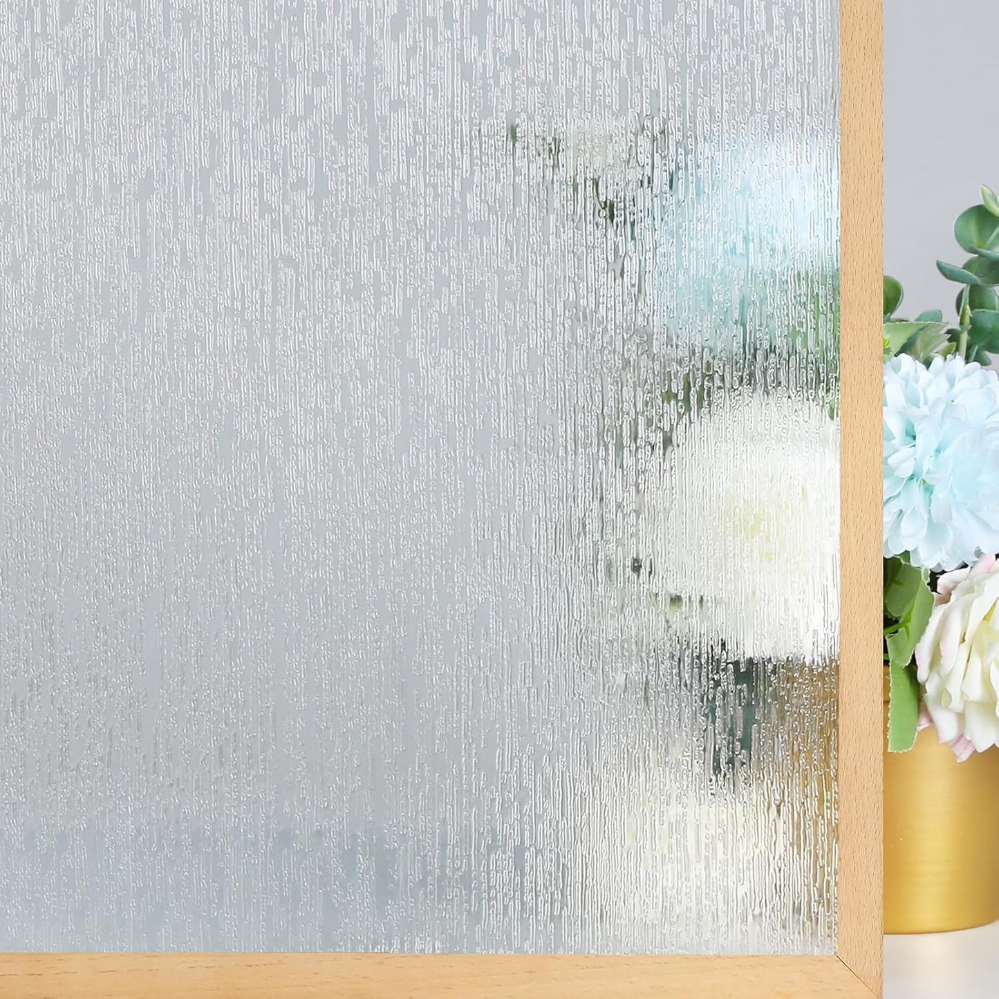rabbitgoo Window Privacy Film Frosted Glass Film Removable Vinyl Door Coverings UV Blocking Decorative Static Cling Non-Adhesive Window Clings Sticker for Home Decor, 17.5 x 78.7 Inches