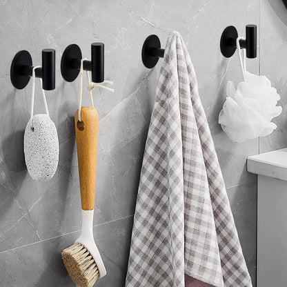 Vuzvuv Adhesive Hooks White SUS304 Stainless Steel - Self Adhesive Heavy Duty Waterproof Wall Hooks for Towel, Coat, Robe in Bathrooms Kitchen Hotel (2-Pack)