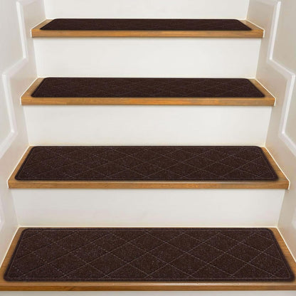 KOOTETA Stair Treads for Wooden Steps Indoor, 15 Pack 8" X 30" Non Slip Carpet Stair Treads with Reusable Adhesive for Kids Elders and Dogs, Surface Polyester TPR Backing Stair Runner Rugs, Dark Grey