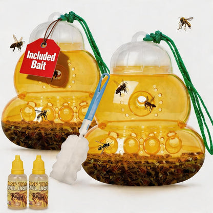 Reusable Wasp Traps Outdoor Hanging for All Wasp for Outside | Specialized Bait, Fits Hornet, Yellow Jacket, Wasp & Carpenter Bee, Brush Included, All-day Use for Garden, Orchard & Farm