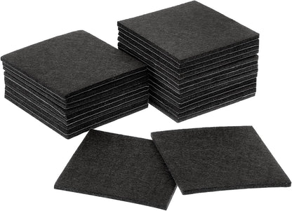 uxcell Furniture Pads, 24Pcs 1.5" - Square Self Adhesive Felt Furniture Pads, Floor Protectors for Furniture Feet Chairs Legs Hardwood Floors (Black)