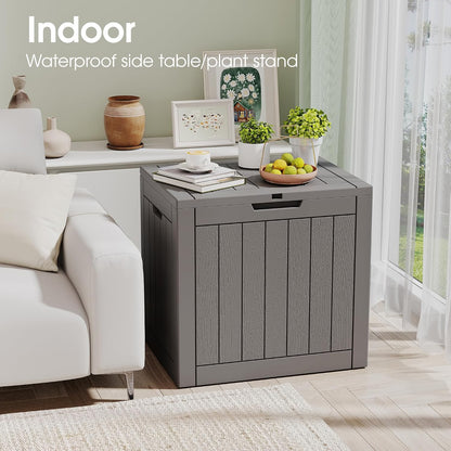 Outdoor Storage Box, 31 Gallon Resin Deck Boxes Outdoor Waterproof For Patio Furniture, Garden Tools, Pool Supplies, Lockable And UV Resistant (Rattan Gray)