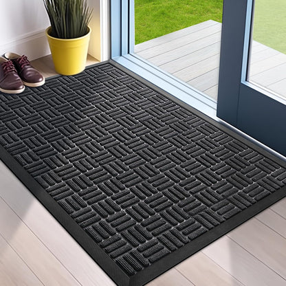 Mibao Front Door Mat, Heavy Duty Durable Welcome Mat for Outdoor Indoor, Dirt Trapper Waterproof Super Absorbent Door Mat for Entryway Outside Patio Porch, 29.5" x 17", Grey