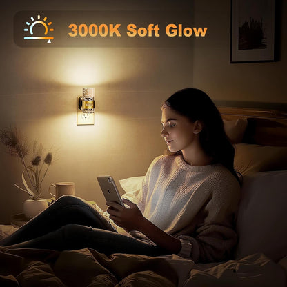JandCase Motion Sensor Night Light, Night Lights Plug into Wall,3000K Soft White 0-100 LM Dimmable LED Night Light, Motion Activated Nightlight for Bathroom Hallway Decor