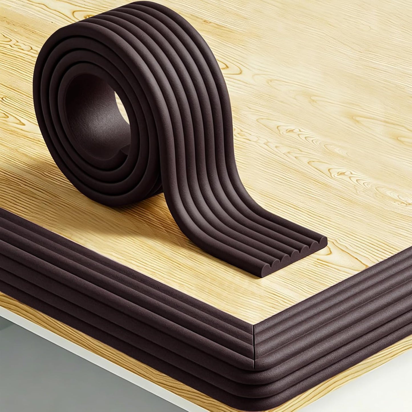Edge Protector for Baby Proofing,Soft Foam Safety Bumper,Strong Adhesive Edge Guard Strip,Furniture Fireplace Table Cabinet Safety Cover for Baby,3.14in x 6.56ft,Black