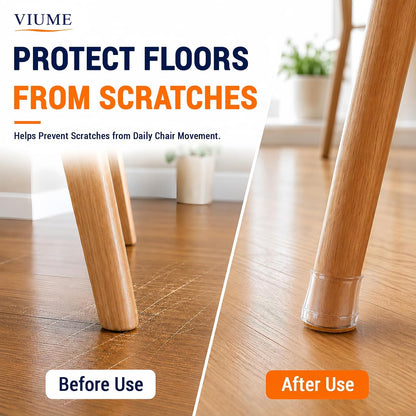 VIUME 24 Pcs Chair Leg Floor Protectors for Hardwood Floors Silicone Covers Felt Pads Furniture Leg Caps Anti-Scratch Reduce Noise Fit (1-5/16" to 2")