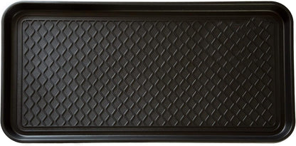 All Weather Boot Tray – Set of 2 Large Water-Resistant Plastic Utility Shoe Mat for Indoor and Outdoor Use in All Seasons by Stalwart (Black)