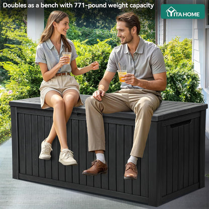 YITAHOME 31 Gallon Outdoor Storage Deck Box | Waterproof Resin Package Delivery and Storage Box with Lockable Lid for Patio Furniture Cushions, Pool Accessories, Garden