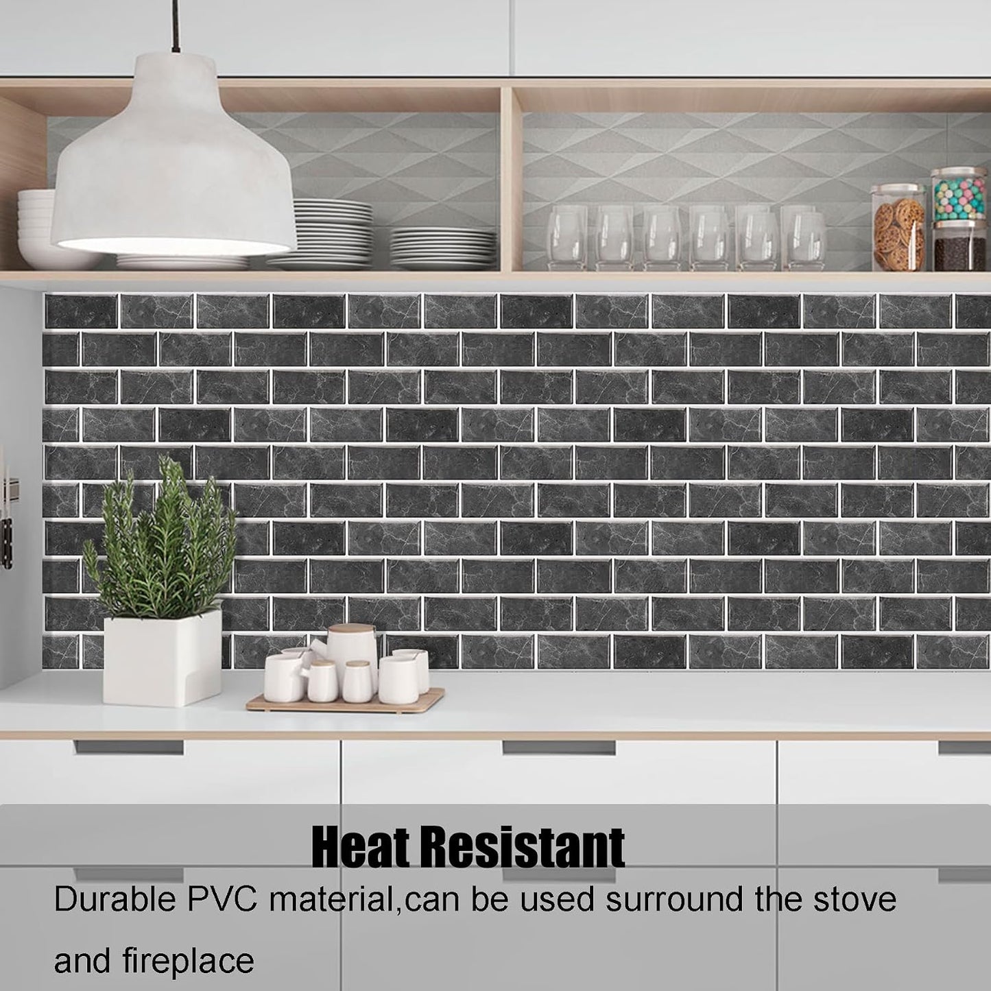 12-Sheet White Peel and Stick Wallpaper, Subway Tile 6''x12'' Self Adhesive Wall Tiles Waterproof PVC Stick on Backsplash Vinyl Decorative Tiles Stickers for Kitchen Bathroom