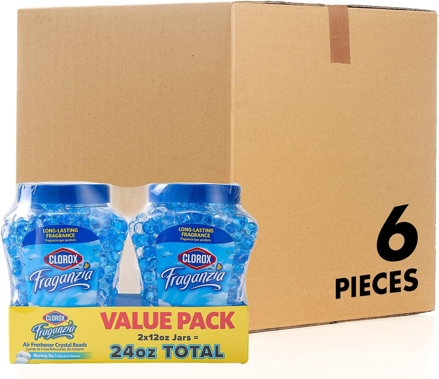 Clorox Fraganzia Crystal Beads Air Freshener, Long Lasting Room Deodorizer and Odor Eliminator Gel Beads to Freshen Home, Car, or Office, Fresh Ocean Breeze Scent, 12 Fl Oz - 2 Pack