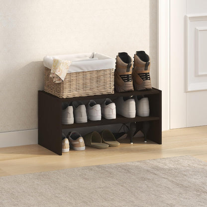 Furinno FANO Shoe Rack, 24-Inch Width 2-Tier Shoe Organizer, Stackable Shoes Storage, 11.7 x 24.2 x 11.7, for Closet Entryway, Office, Garage, Amber Pine