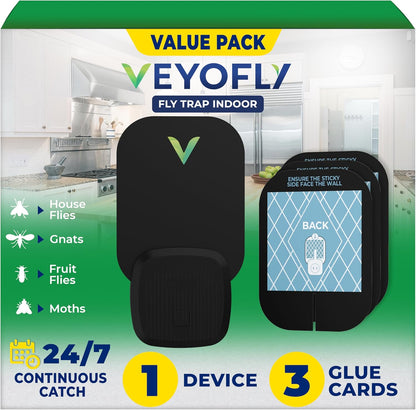 VEYOFLY Fruit Fly Traps for Indoors (2 Device + 4 Refills), Gnat Trap Indoor Plug in, Bug Traps, Flying Insect Trap, Gnat Traps for House Indoor, Fly Trap Indoor for Home Bug Light, Gnats Catcher