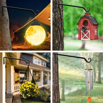 FEED GARDEN Heavy Duty Plant Hangers Outdoor Indoor, 8 Inch 2 Pack Metal Hanging Bracket Holds Up to 44 lbs, Wall Brackets for Hanging Baskets, Bird Feeders,Wind Chime& Lanterns, Black