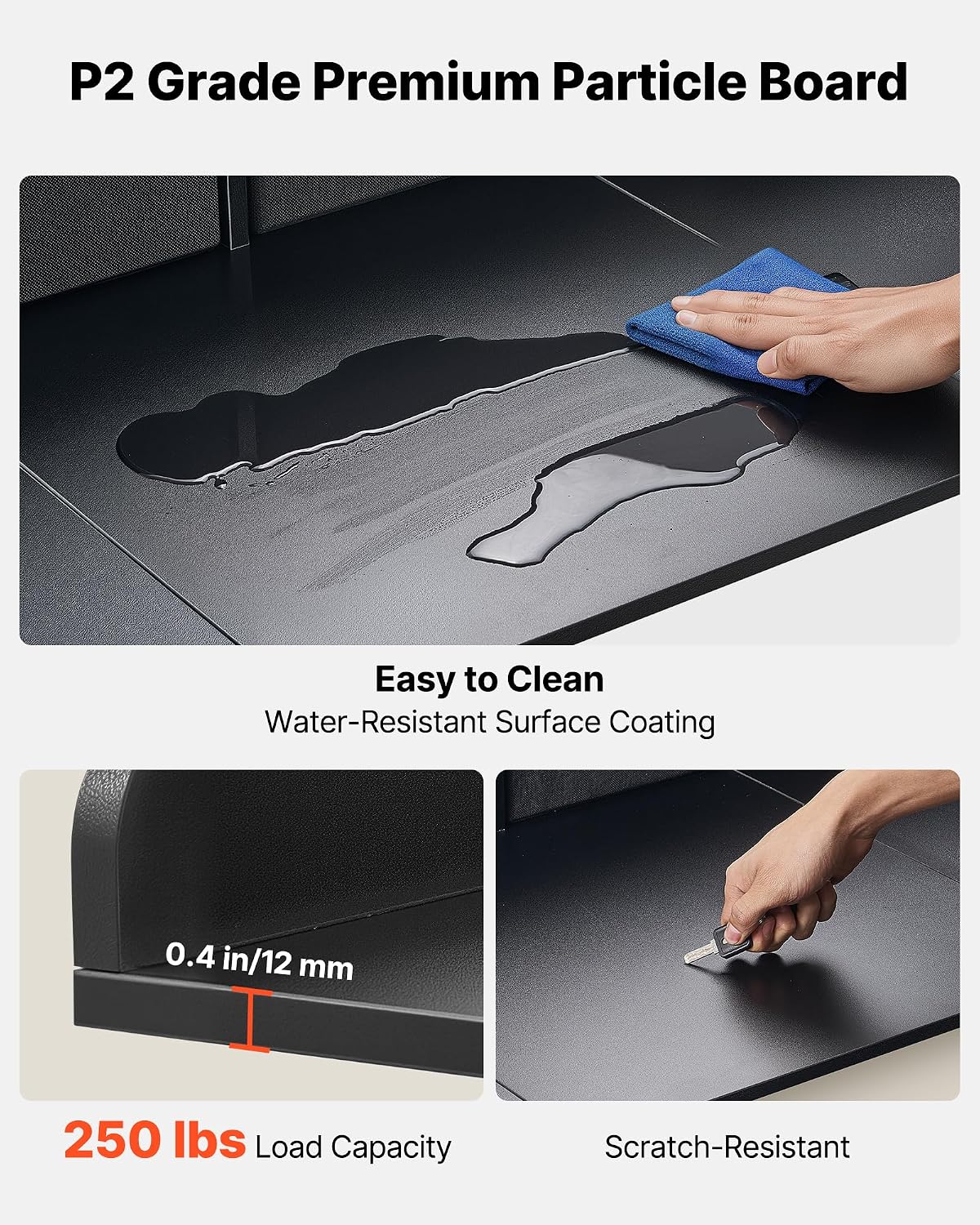 VEVOR Washer Dryer Countertop with 2-Tier Shelf, 54" x 27" Wooden Washer and Dryer Countertop with Anti-Slip Pads, Water-Resistant Laundry Topper Cover for Laundry Room Organization and Storage, Black